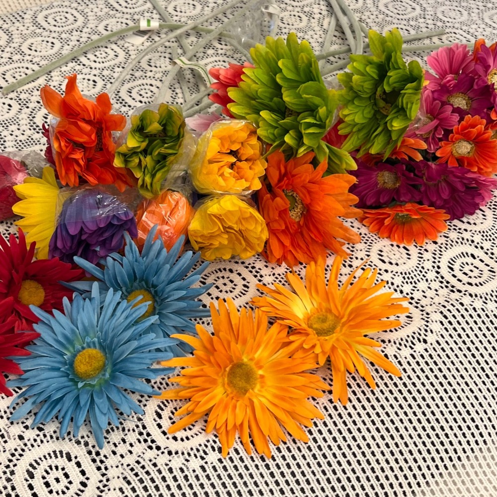 Faux Artificial Flower Large Lot | Gerber Daisies | *SEE NOTE | Colorful - Picture 2 of 12